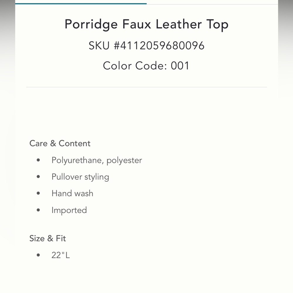 Anthropologie Porridge Faux Black Leather Top Small - Picture 5 of 6